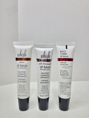 Whish Moisturizing Lip Balm Trio in Peach, Pink Champagne & Black Cherry